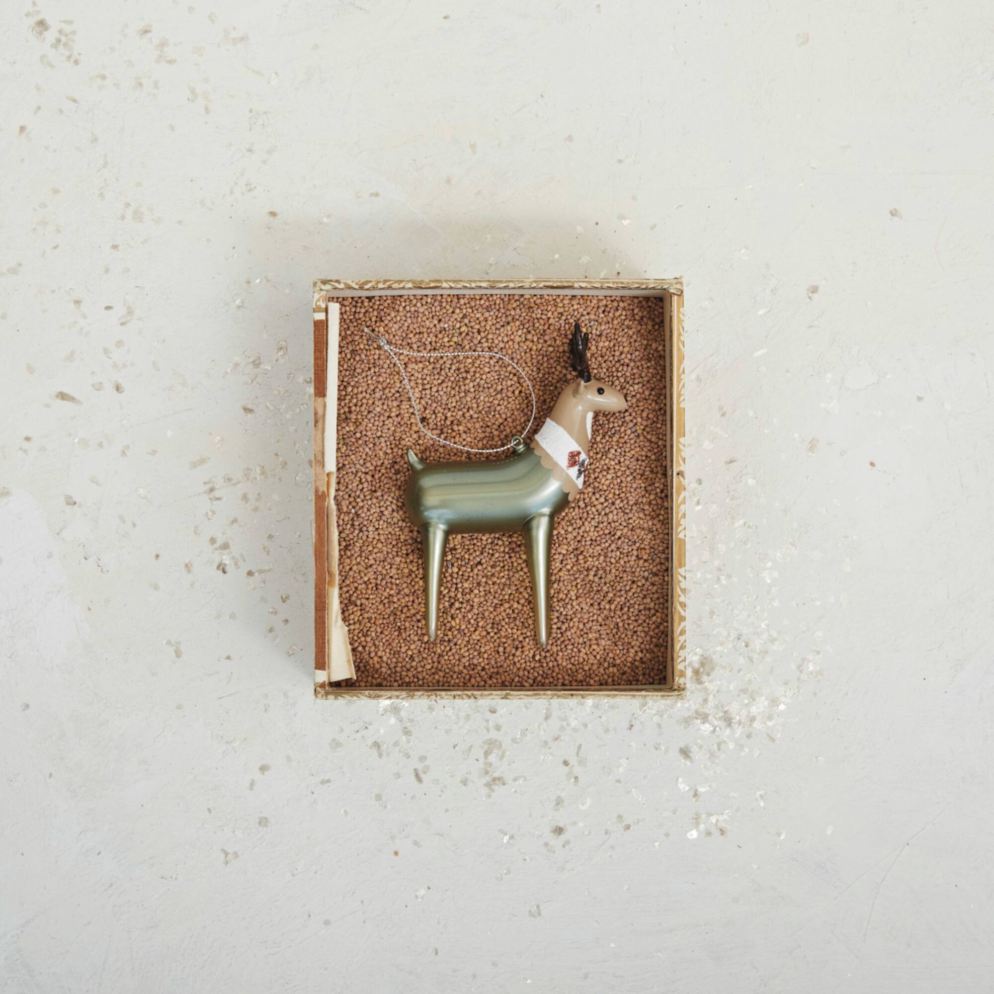 Hello Honey® 5.25" Glass Deer Ornament with Jewels & Glitter